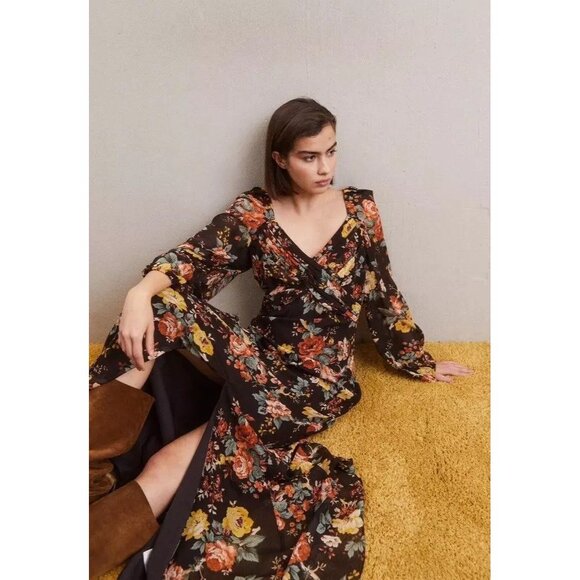 NWT $898 VERONICA BEARD RUNWAY AVANI BROWN FLORAL PRINT SILK MAXI DRESS SZ US 2 - Picture 6 of 10